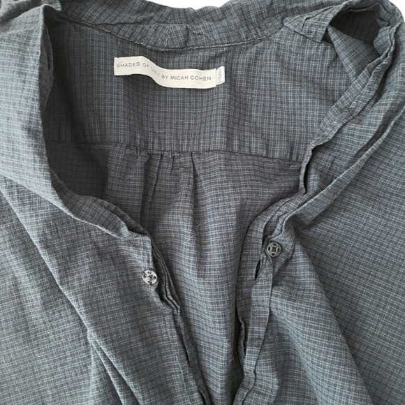 🍀Shades of Grey By Micah Cohen Blue Micro Check Summer Romper Size S - Picture 4 of 9